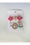 Brooch - Set of 3 Dark Pink Brooches with Flowers, Butterflies, Hearts and Pearl Details - 6