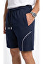 Men's Navy Blue Comfort Shorts with Ribbed Front Pockets and Zippered Back Pocket Detail - 3