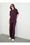 Purple Solid T-Shirt and Bootcut Pants Co-Ords