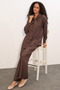 Women's Scarf Shirt and Trousers Two-Piece Set 30093 - Brown - 3