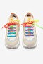 Women's Beige Comfortable Colorful Rubber Lace-Up Sneaker - 4