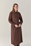 Belted Double Pocket Shirt Collar Brown Tunic 1667 - 4