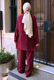 Burgundy Buttoned Tunic Trousers Suit - 5
