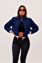 Women's Short Puffer Coat Stand Collar Zippered Bomber Jacket