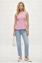 Women's Rowe 100% Cotton Peplum Zero Sleeve Pink Blouse - 3