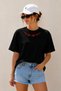 Rose Collar Detail Printed Unisex Oversize T-Shirt – Cotton Crew Neck Casual T-Shirt