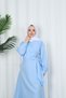 Side Buckle Terikoton Dress Baby Blue Hnt0329 - 4