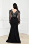 Sequin Fish Dress with Tulle Sleeves - Black - 7