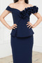 Floral Patterned Midi Pencil Dress - Dark Blue - 2