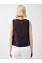 Acı Kahve 100% Linen Round Neck Sleeveless Woven Blouse - 5