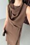 Shawl-Detail Pocketed Midi Dress 3419 - 4