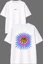 Blue Lightning Design Front and Back Printed White Oversize T-Shirt