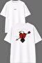 Şahin Ok Design Front and Back Printed White Oversize T-Shirt