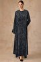 Zipper Closure Leopard Patterned Silk Cupra Robe Black 6867 - 4