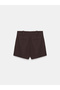 72712 100% Cotton Pleated Shorts-Brown - 6