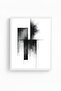White Wooden Framed Abstract Geometric Pattern Painting - Black-White |   Huhu1198