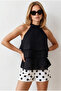 Women's Black Halter Neck Layered Blouse Blz-19003040 - 2
