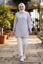 Striped Combed Cotton Tunic Gray Hm2917 - 2