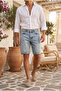 Men's Blue Denim Fabric Jean Shorts Ke-1174