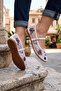 Women's White Embroidered Mesh Mary Jane Ballerinas - Floral Patterned Embroidered Transparent Tulle Ballerinas - 5