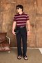 Men's Polo Neck Striped Knitwear T-shirt - 5