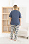 Ring Viscose Short Sleeve Plus Size Pajama Set-Grey - 2