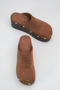 Calivelle Brown Suede Women's Daily Staple Detailed Sabo Stylish Closed-Front Comfortable Slippers - 2