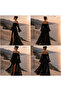 Chiffon Madonna Collar Maxi Dress Black & White Mini Lined Design Dress - 3