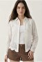 Women's White Floral Embroidered Casual Shirt with Open Hem - 3
