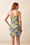 Women's Slim Fit Degaje Collar Rope Strap Yellow, Navy Blue Interlock Mini Dress Heloisa - 3