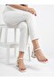 Women's White Transparent Strappy Heeled Sandals Slippers - 2