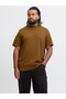 Men's Tan Color Comfortable Fit Plain Crew Neck T-Shirt