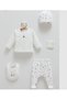 İncibaby Caramell 100% Organic Cotton Soft Textured Marine Detailed 5 Piece Baby Boy Hospital Discharge Set