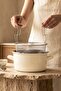 Titancook 22 cm Enamel Frying Pan with Stainless Steel Strainer, Glass Lid and Wooden Handle - 5