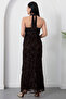 Halter Neck Glitter Flocked Tulle Dress Grs4032 - 8