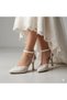 (Pine Cone) Women's Shoes with Lace Detail and Closed Toe Heels - 2
