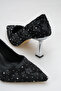 060 Women's Vivid Leopard Pattern Stoned Pointed Toe Silver Metallic Heels Evening Party Stylish Daily Combinations Evening Dress Shoes - 4