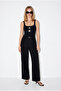 Holly Wide-Leg Soft Textured Lyocell Trousers-Black - 4