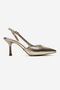 Siena Women's Stiletto Pointed Toe Open Back Strap Heeled Shoes Gold - 3