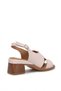 2311510Y Women's Genuine Leather Heeled Sandals Beige - 5