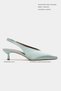Wilson Turquoise Satin Open Back Women's Heeled Shoes - 2