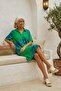 Blue-Green Shirt Collar Short Sleeve Patterned Casual Viscose Woven Dress 105 62 - 5