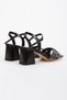 Women's 6 cm Thick Heeled Stoned Open-Front Evening Dress Shoes and Bag Set - 5
