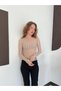 F 2107 Polka Dot Printed Tulle T-Shirt - Beige Brown |   F2107 - Beige Brown - 2