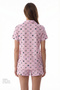 Women's Cotton Lounge Cute Bows Shirt & Shorts Set - Pink - 2