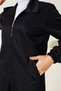 Women's Classic Collar Black Trench Coat with Pocket Flaps - 3