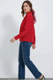 Women's Double-Breasted Collar Draped Satin Red Blouse - 7