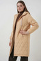 Women's Hooded Quilted Beige Coat - 5