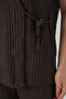 Women's V-Neck Short Sleeve Belted Brown Two-Piece Set - 7