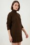 Women's Turtleneck Pleated Skirt Detail Knitwear Brown Double Set - 3